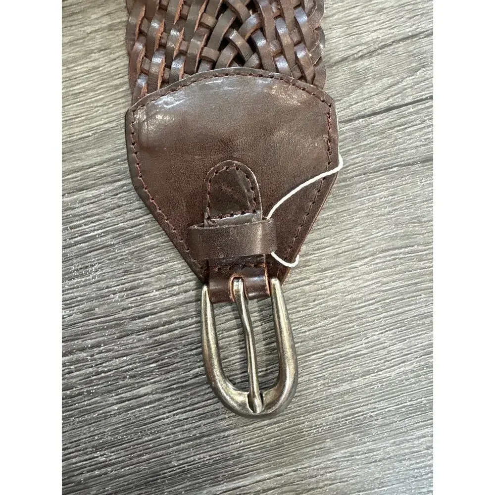 Bed Stu Gloria Leather Woven Belt Size M Brown